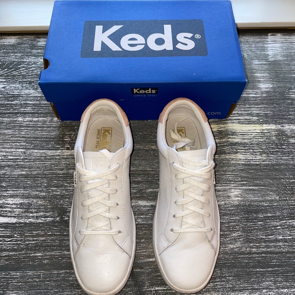 Keds Ace Leather White Blush Womens Sneaker Size 8.5